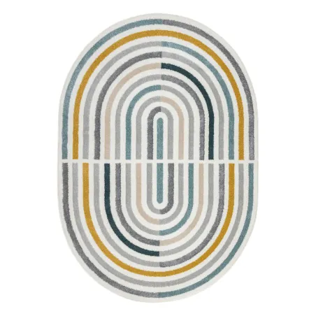 Covor FUSION 5711 cu design geometric, modern, alb și verde închis