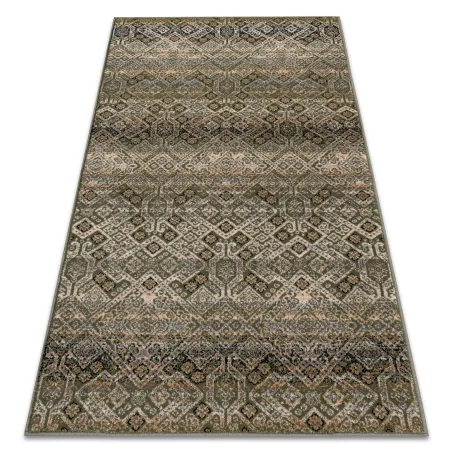 Covor din lână NAIN Ornament cu flori verzi și bej, ideal pentru decorul livingului