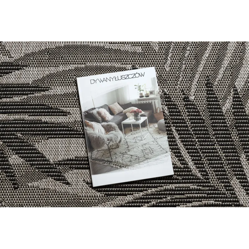 Covor sisal FLOORLUX 20504 cu design de junglă argintie și neagră