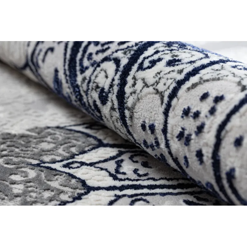 Covor elegant pentru dormitor gri deschis și bleumarin, ALLURE 5715