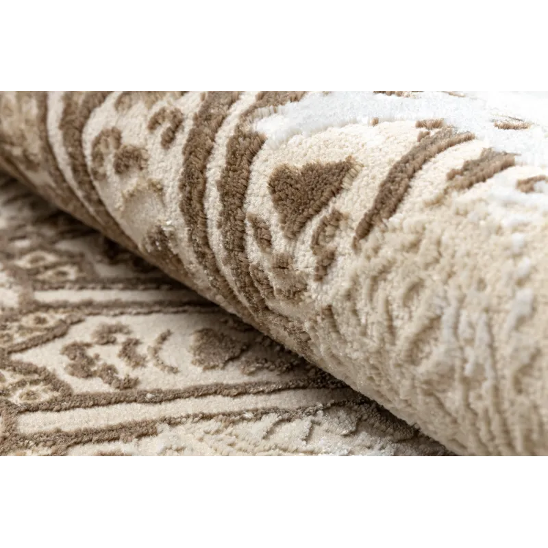 Covor ALLURE 5715 - Covor confortabil pentru dormitor, elegant, bej și alb