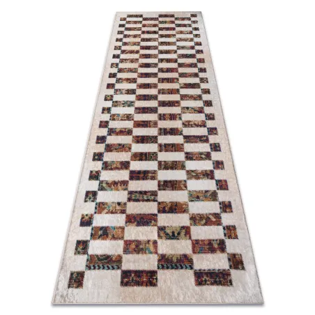 Covor geometric ANDRE 43780 antiderapant, bej și teracotă