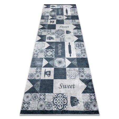 Covor ANDRE 44211 cu design de plăci, antiderapant pentru bucătărie, gri