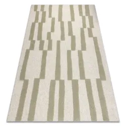 Covor geometric FLUX 461.109.SA400 din lână în nuanțe de bej și verde