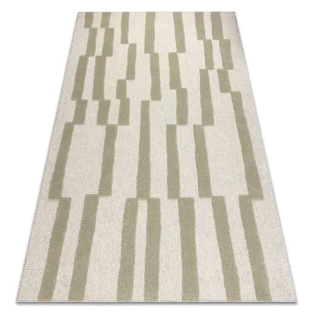 Covor geometric FLUX 461.109.SA400 din lână în nuanțe de bej și verde