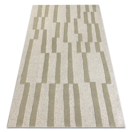 Covor geometric din lana gri și verde pentru interioare moderne