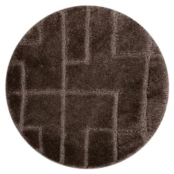 Covor baie SUPREME rotund, antiderapant, maro - design modern