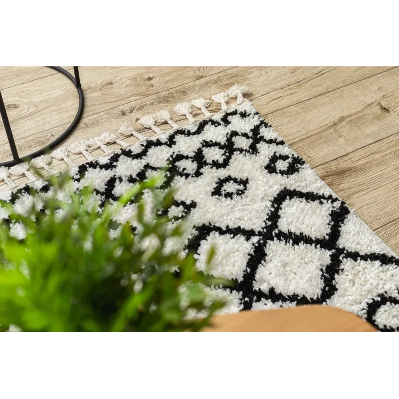 Covor modern alb-negru, perfect pentru decorarea livingului