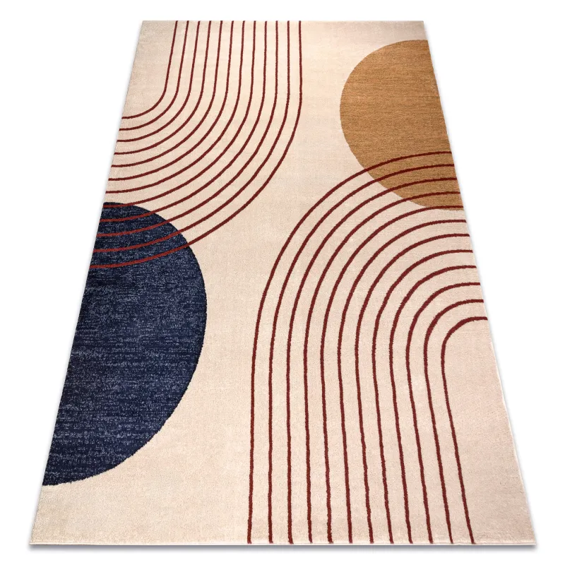 Covor geometric FUSION 0001 bej și burgund, design modern pentru orice cameră