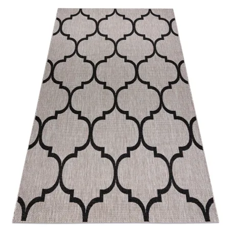Covor din sfoară gri și negru, design trifoi marocan, a doua alegere