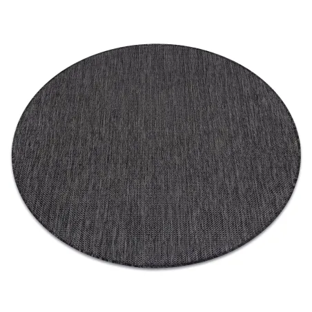 Covor rotund SION din sisal negru, țesătură plată, perfect pentru living