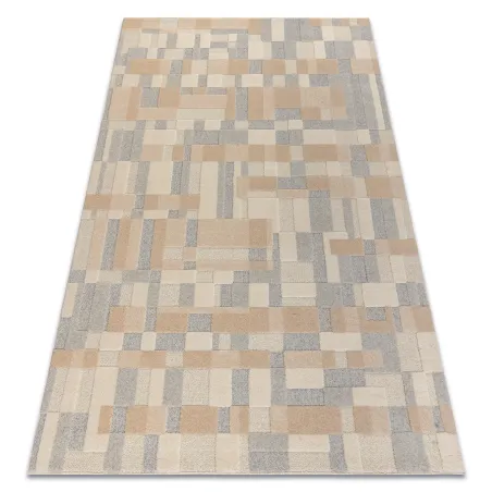 Covor geometric FLUX 461.117.SA130 din lână în bej și gri
