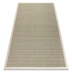 Covor din lână FLUX cu design geometric verde și bej, ideal pentru camere moderne