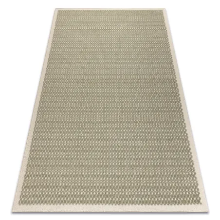 Covor din lână FLUX cu design geometric verde și bej, ideal pentru camere moderne
