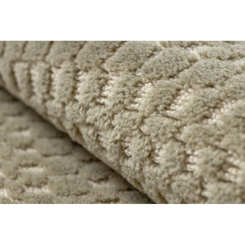 Covor din lână FLUX verde și bej, ideal pentru orice interior modern