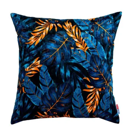 Pernă decorativă cu frunze albastre 60x60 cm, accesoriu elegant pentru interior