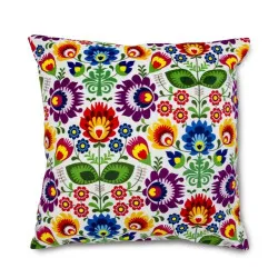 Pernă Decorativă Folk 45x45 cm cu un design colorat, ideală pentru living