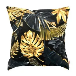 Pernă decorativă cu frunze aurii 60x60 cm, pernă elegantă pentru decorul livingului