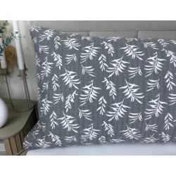Husă pentru pernă relax Crepeu Frunze Gri 50x150 cm