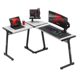 Birou gaming colț Hero 6.0 alb 147 cm