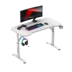 Birou gaming Hero 2.6 alb 120 cm cu înălțime reglabilă