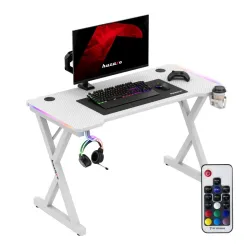 Birou gaming Hero 2.3 RGB Alb 120 cm