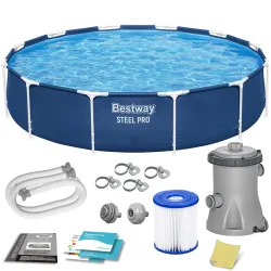 Bestway 56681 Piscină de grădină cu cadru 366 x 76 cm set 7 în 1