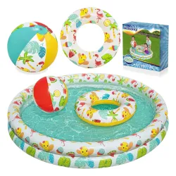 Piscină 3in1 pentru copii 122 x 20 cm + Inel + Minge Bestway 51124