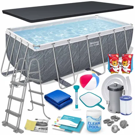 Piscină de grădină cu structură 412 x 201 x 122 cm, ideală pentru distracție în aer liber, 17in1 Bestway 56722