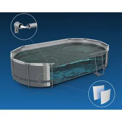 Piscină de grădină cu cadru metalic 549 x 274 x 122 cm, durabilă pentru utilizare în aer liber