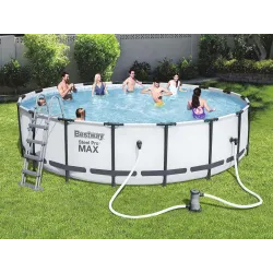Piscină de grădină cu cadru metalic 549 x 122 cm 18în1, fabricată din material durabil