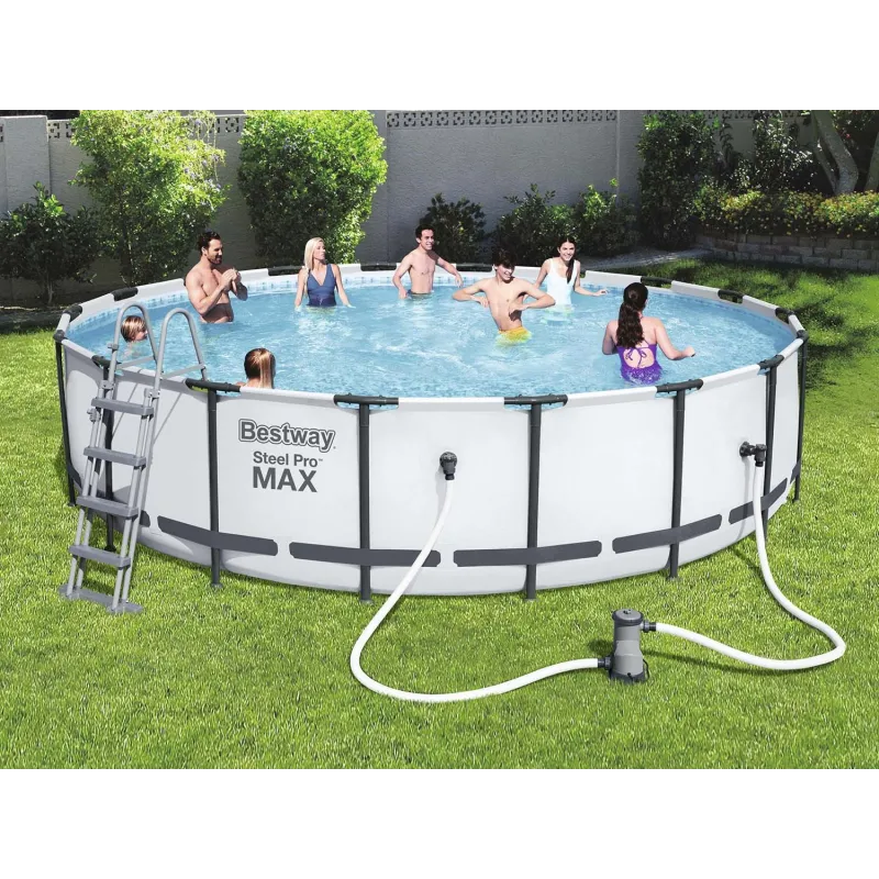 Piscină de grădină cu cadru metalic 549 x 122 cm 18în1, fabricată din material durabil