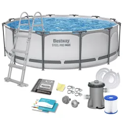 Piscină cu cadru 366 x 100 cm, set 10in1 ideal pentru grădină