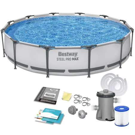 Piscină de grădină cu cadru 366 x 76 cm 9în1, ideală pentru distracție în aer liber