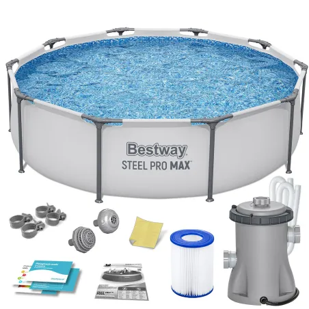 Piscină cu cadru 305 x 76 cm, set 9-in-1 pentru grădină