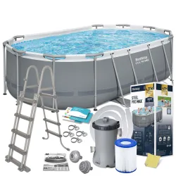 Piscină de grădină cu cadru 427 x 250 x 100 cm 11în1 Bestway 56620