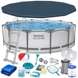 Piscină de Grădină 366 x 100 cm cu cadru, ideală pentru distracție de vară