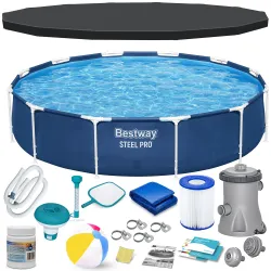 Piscină cu cadru 366 x 76 cm, set 15-in-1 pentru distracție de vară