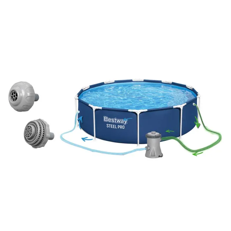 Piscină de grădină albastră 305 x 76 cm 8-în-1, perfectă pentru exterior