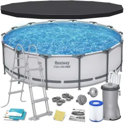 Piscină de grădină cu cadru 427 x 107 cm 11în1, durabilă pentru distracție în aer liber