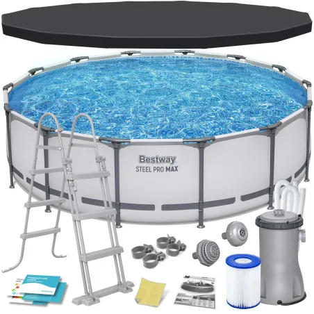Piscină de grădină cu cadru 427 x 107 cm 11în1, durabilă pentru distracție în aer liber