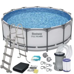 Piscină cu cadru de grădină 396 x 122 cm, ideală pentru distracția în aer liber, durabilă și spațioasă