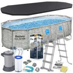 Piscină de grădină cu cadru metalic 549 x 274 x 122 cm 12-în-1 Bestway 56716N