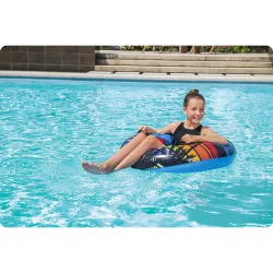 Colac de înot albastru, accesoriu elegant pentru plajă sau piscină