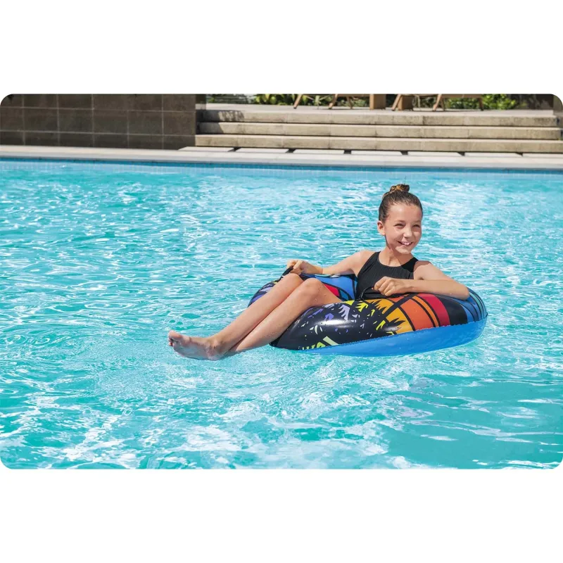 Colac de înot albastru, accesoriu elegant pentru plajă sau piscină