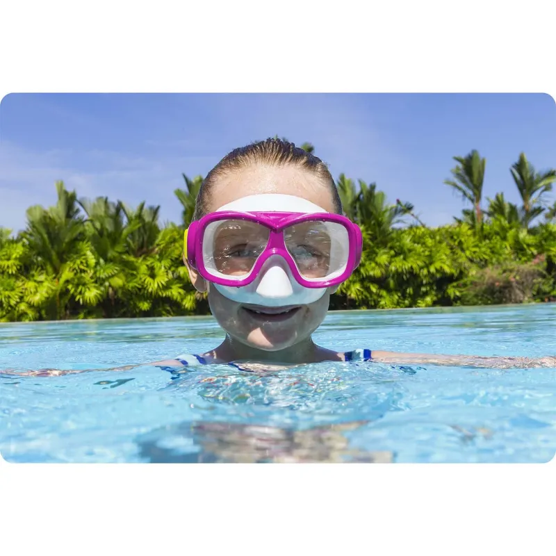 Mască de înot, roz-turcoază, perfectă pentru copii la plajă