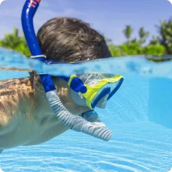 Set scufundări elegant albastru închis-gri, perfect pentru snorkeling