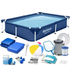 Bestway 56401N Piscină dreptunghiulară cu cadru 221 x 150 x 43 cm 16în1