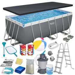 Piscină de grădină cu structură metalică 412x201x122cm 17în1 Bestway 56457N