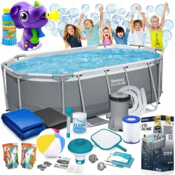 Piscină de grădină cu cadru 305 x 200 x 84 cm 17-în-1 Bestway 5614A + generator de bule GRATUIT